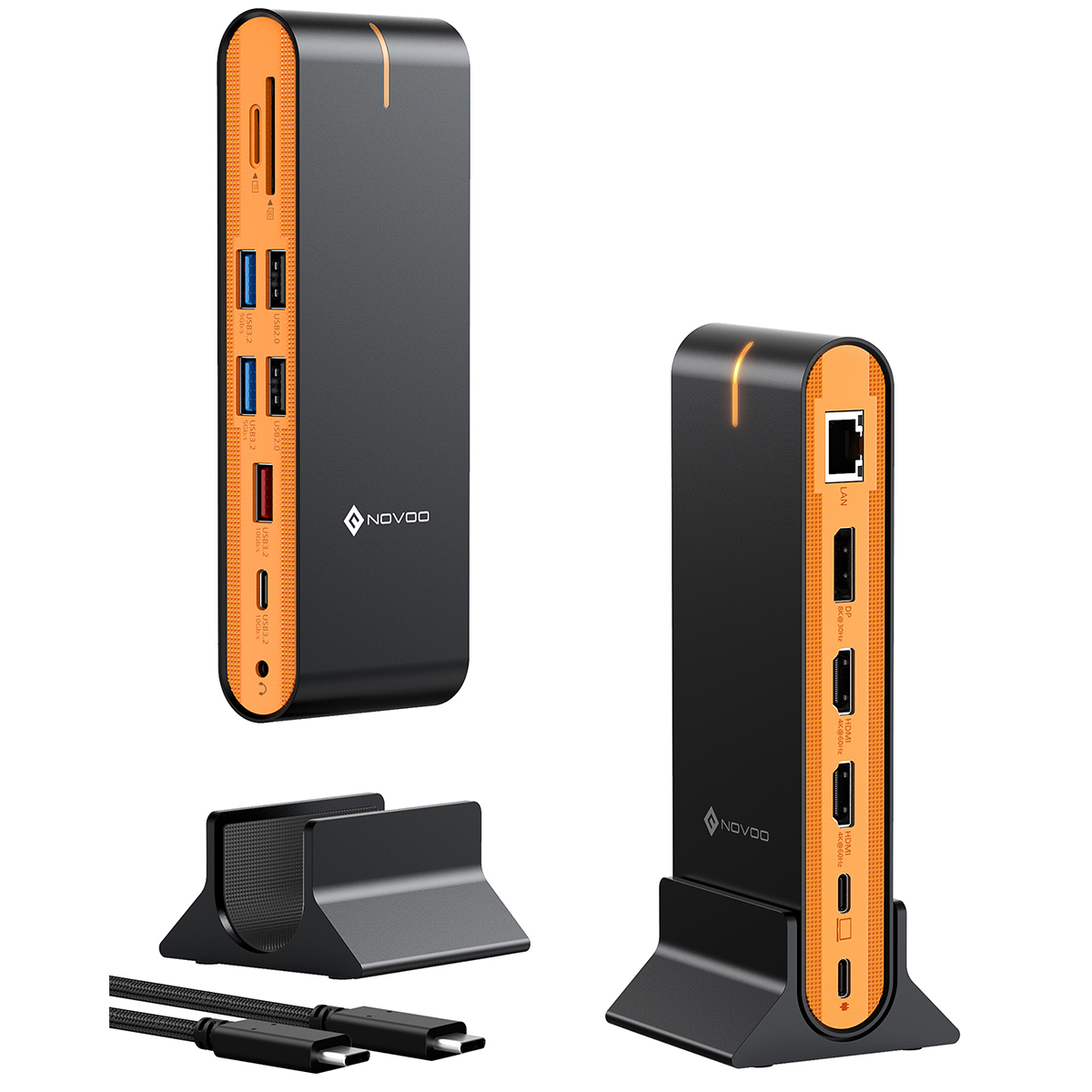 Station d’Accueil NOVOO 15-en-1 Hub USB-C — Triple Écran 8K/4K, Transfert 10Gbps, Ethernet Gigabit & PD 100W pour MacBook & PC