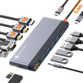 NOVOO Station d'accueil 14-en-1 USB-C : 8K DP, Triple/Quadruple Affichage, PD 100W & Ethernet, hub USB C Adaptateur