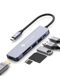 NOVOO Adaptateur USB C vers HDMI 4K, 6-en-1 Hub USB C HDMI, USB x2, PD 100W, Lecteur de Carte SD/TF, Multiport USB Hub pour MacBook Pro Air Chromebook Pixel Dell