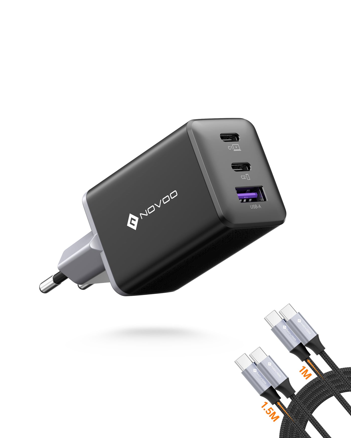 NOVOO Chargeur USB C Rapide 67W 3 Ports avec GaN Tech, Chargeur Rapide Compatible avec iPhone 15 Plus Pro Max 14 13 Pro 12 Galaxy S23 Ultra Plus S22 MacBook Pro Air M1 M2 iPad Pro