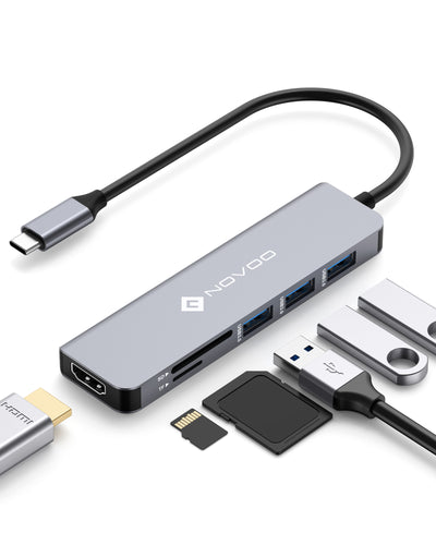 NOVOO 6 IN 1 TYPE C HUB ADAPTER DONGLE WITH 4K HDMI