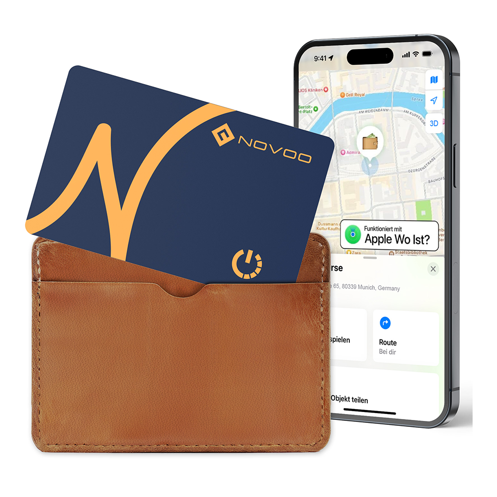NOVOO Smart Air Tag Traceur Carte Bluetooth Localisateurs d’Objets Ultra-Fin Wallet Tracker Compatible avec Apple Localiser (iOS Uniquement) pour Portefeuille Clés Bagages Valise