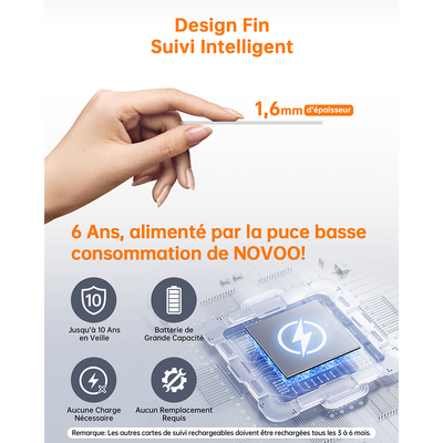NOVOO Smart Air Tag Ultra-Fin Localisateur d'objets Localisation d'articles Tracker Carte Compatible avec Apple Find My (iOS only)