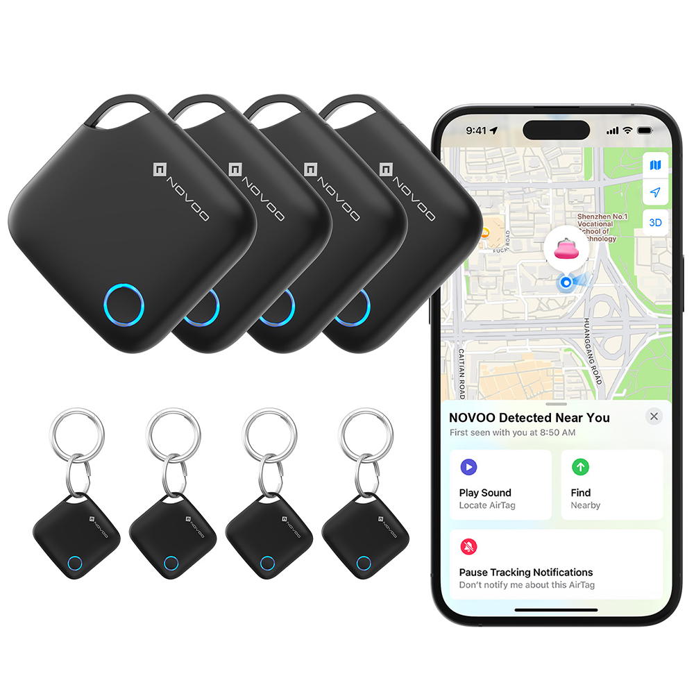 NOVOO Smart Tag - Localisateur de Clé 4-Pack Compatible avec Apple Find My | Alternative au Apple AirTag