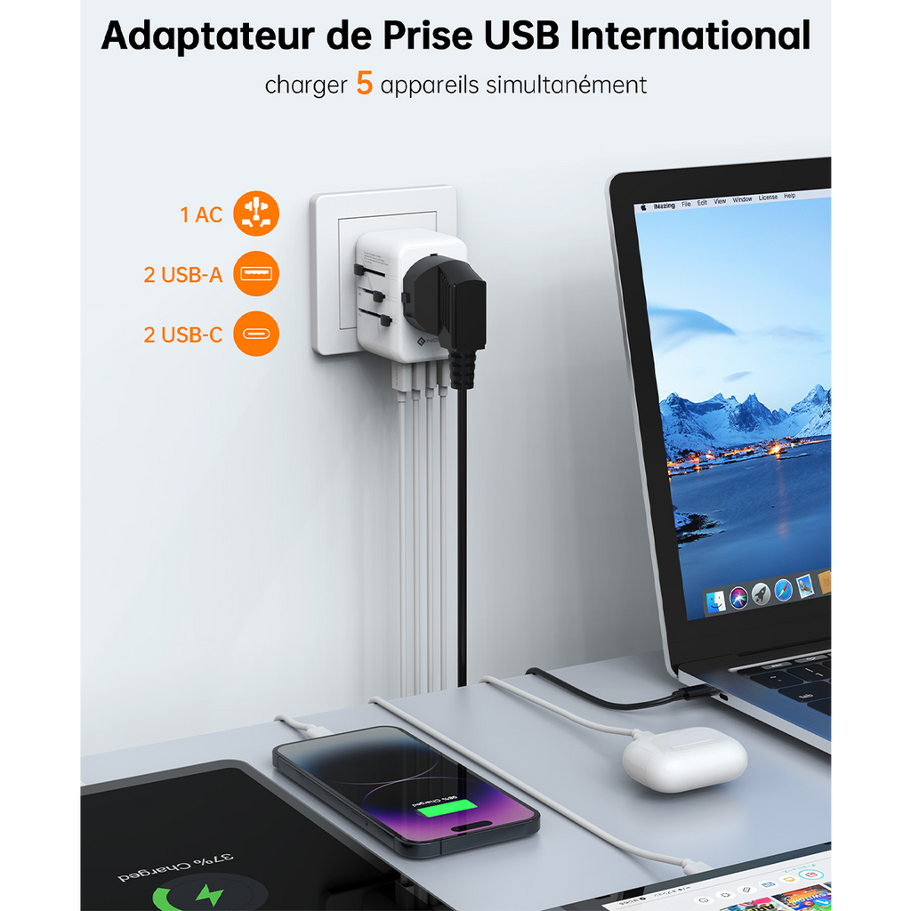 ✈️ NOVOO : L'Adaptateur Universel Indispensable pour vos Voyages !