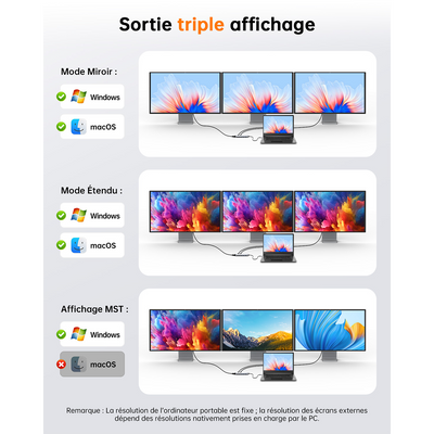 NOVOO RM12A Docking Station d'accueil USB C 12-en-1, Dual 4K HDMI, VGA, 5 USB Ports, 100W PD, Lecteur SD/TF, Compatible MacBook/Dell/HP/Surface