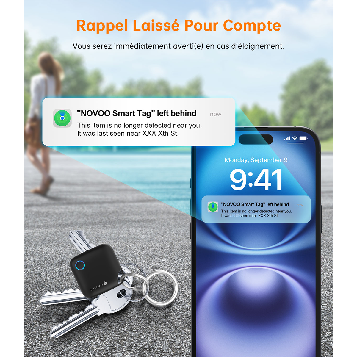NOVOO Smart Tag - Localisateur de Clé 4-Pack Compatible avec Apple Find My | Alternative au Apple AirTag