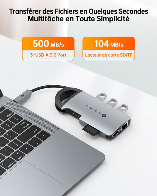 NOVOO Hub USB C HDMI 4K avec PD Charge 100W, Adaptateur USB C vers USB 3.0  x 3, 5 en 1 Dock en Aluminium Compatible avec Macbook Air Macbook Pro  Chromebook : : Informatique