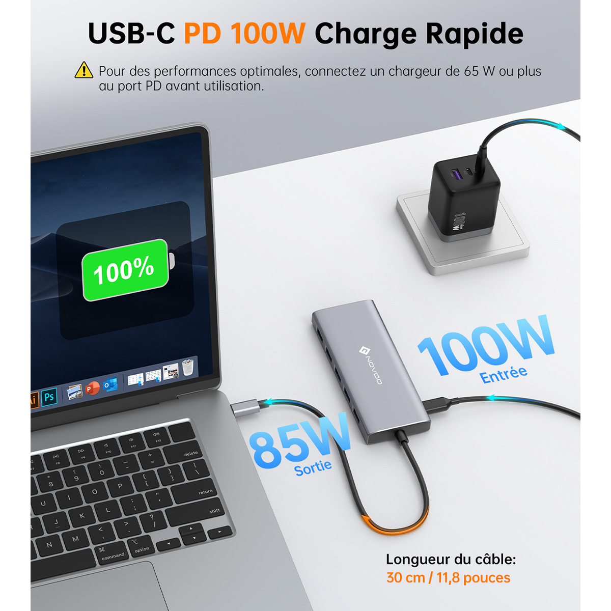 NOVOO RM12A Docking Station d'accueil USB C 12-en-1, Dual 4K HDMI, VGA, 5 USB Ports, 100W PD, Lecteur SD/TF, Compatible MacBook/Dell/HP/Surface