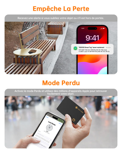 NOVOO Air Smart Tag Card Tracker Carte de suivi IP68 étanche Fonctionne avec Apple Find My (iOS uniquement), Bluetooth Item Finder Trieur d'objets