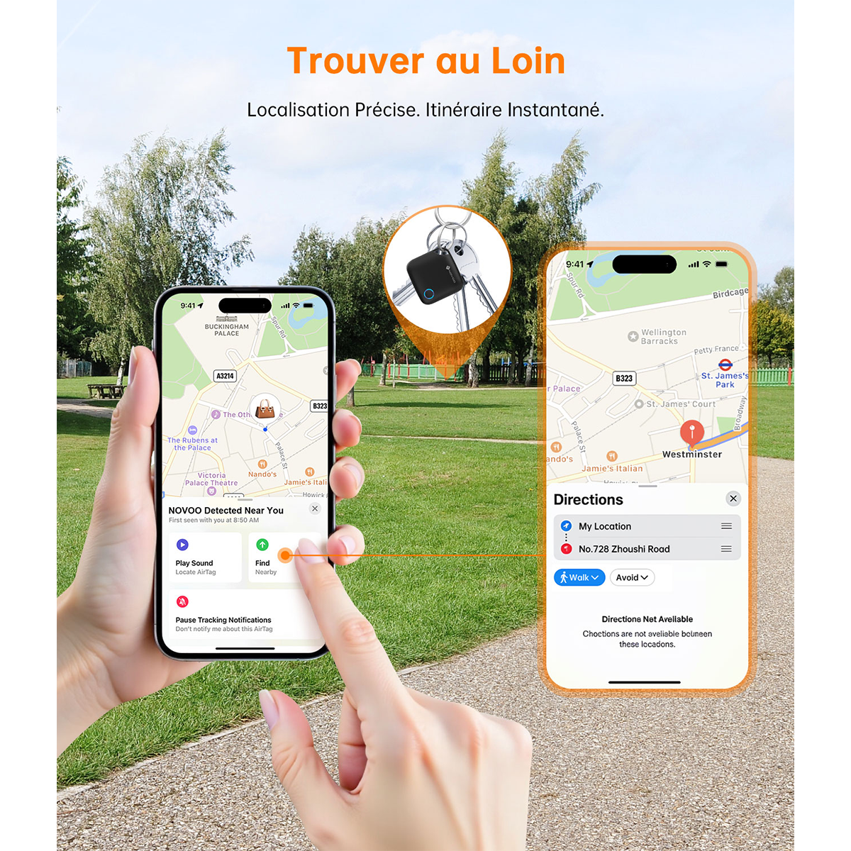 NOVOO Smart Tag - Localisateur de Clé 4-Pack Compatible avec Apple Find My | Alternative au Apple AirTag