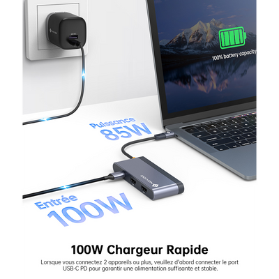 NOVOO RM6FPD Hub USB C Tripler Affichage 6 en 1 vers Dual HDMI, Stations d'accueil USB C Double Moniteur, 100W PD, 3 x USB, Dock USB-C pour Dell, HP, Lenovo, ASUS, Microsoft Visiter la boutique NOVOO