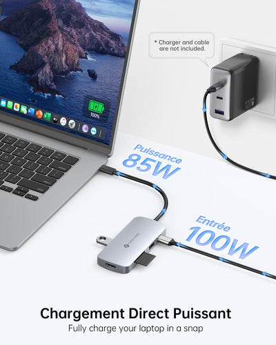 NOVOO R9C Hub USB C 9-en-1 Adaptateur USB vers HDMI 4K@60Hz, 5 Ports USB, 100W PD, SD/TF