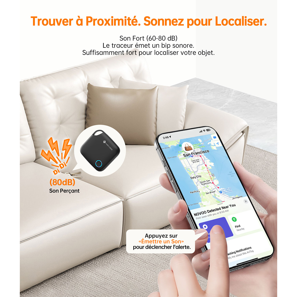 NOVOO Smart Tag - Localisateur de Clé 4-Pack Compatible avec Apple Find My | Alternative au Apple AirTag