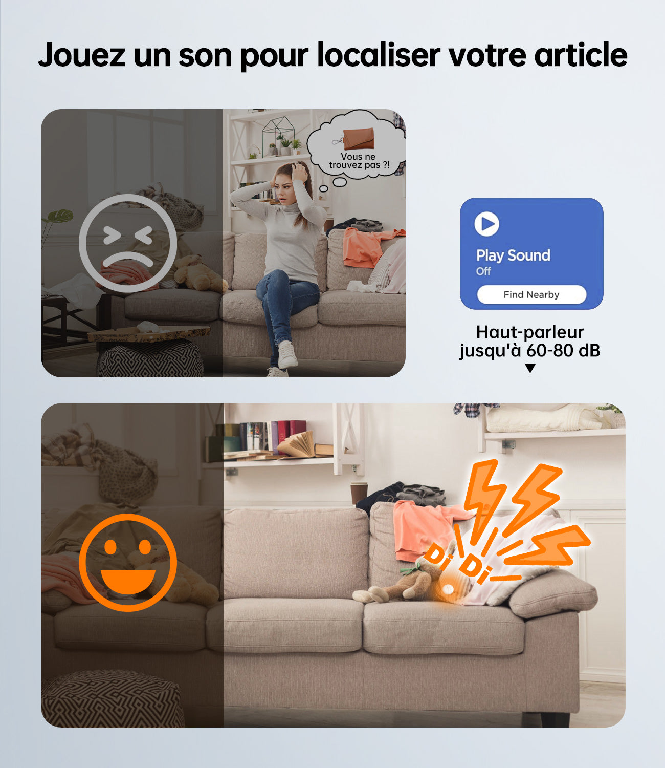 NOVOO Air Tag Lot de 4 Localisateurs de Clés Intelligents Compatibles avec Apple ou Google, Localisateurs d’Objets Bluetooth pour Valises/Portefeuilles/Clés/Sacs/Bagages, Batterie Remplaçable