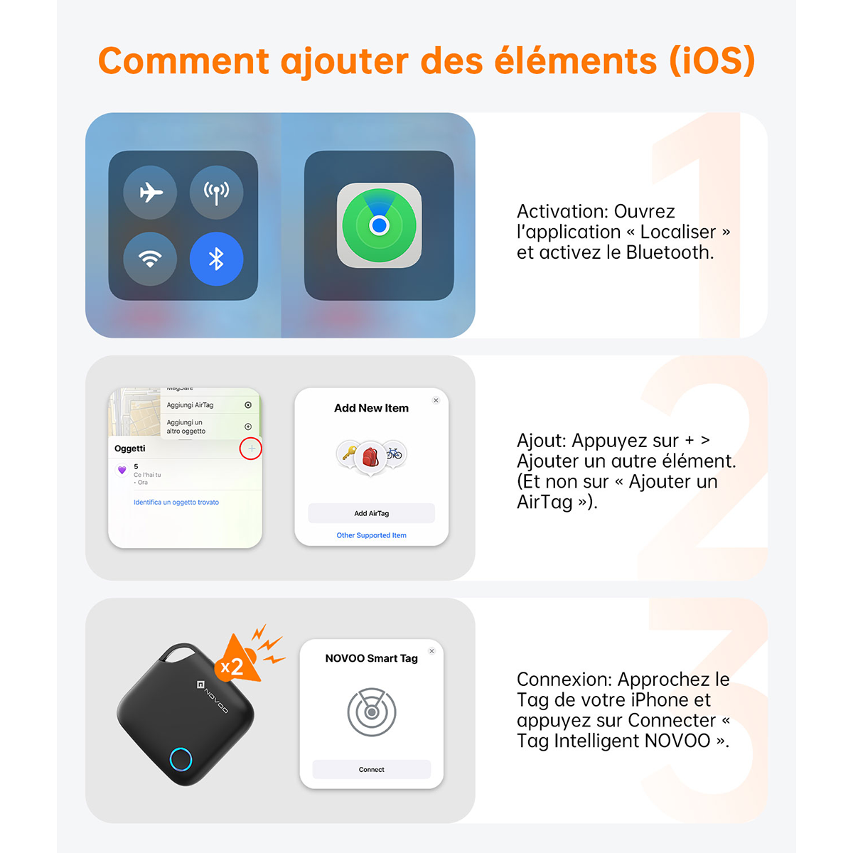NOVOO Smart Tag - Localisateur de Clé 4-Pack Compatible avec Apple Find My | Alternative au Apple AirTag