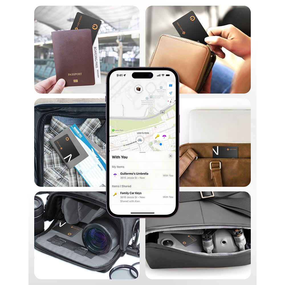 NOVOO Smart Air Tag Ultra-Fin Localisateur d'objets Localisation d'articles Tracker Carte Compatible avec Apple Find My (iOS only)