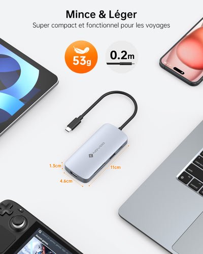 NOVOO R9C Hub USB C 9-en-1 Adaptateur USB vers HDMI 4K@60Hz, 5 Ports USB, 100W PD, SD/TF
