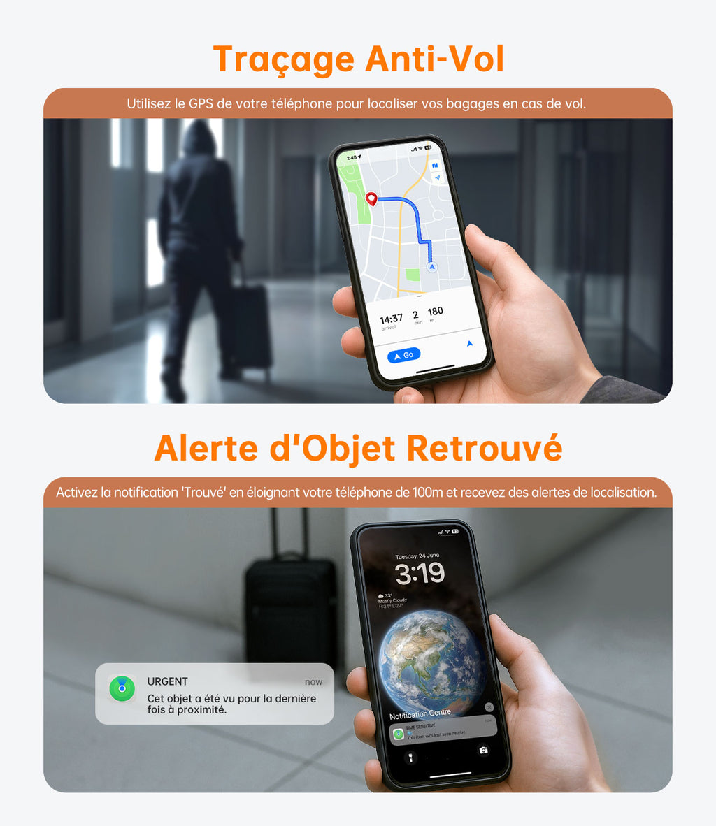 Carte Air Tag NOVOO — Traceur Bluetooth Rechargeable Sans Fil, Étanche IP68 pour Portefeuille & Bagages
