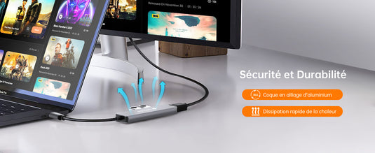 NOVOO Hub USB C HDMI, USB-C vers HDMI 4K, Lecteur de Carte SD & Micro SD, 2 x USB 3.0, Adaptateur USB C en Aluminium pour MacBook Pro