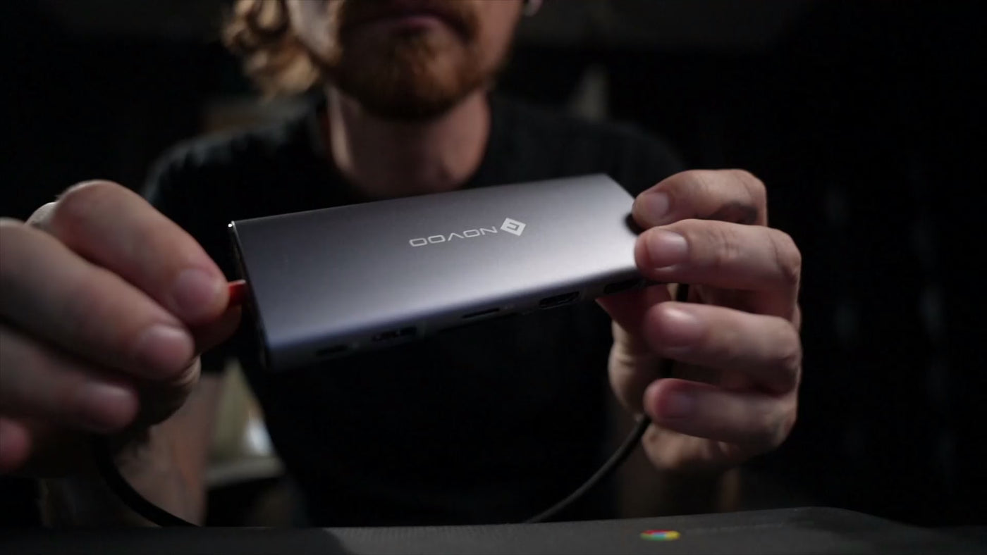 NOVOO 14-en-1 Docking Station Triple Moniteur, Hub USB C vers Dual HDMI, 8K Displayport, Ethernet RJ45, 100W PD, USB 3.0/2.0, SD/TF et Audio, Station d'accueil USB C pour MacBook HP Dell