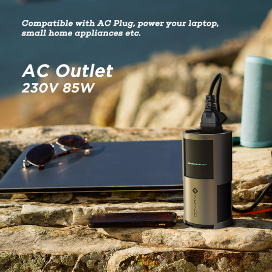 NOVOO Batterie Externe 22500mAh 83Wh avec Prise de Courant AC 230V 85W, Type-C PD 30W, USB A 18W Charge Rapide Chargeur Portable