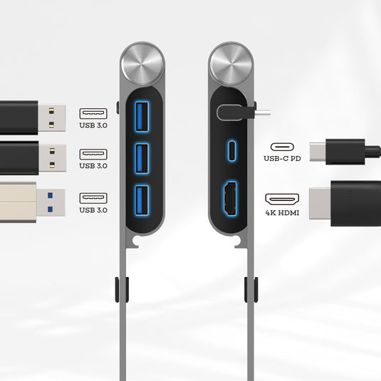 NOVOO Support Ordinateur Portable avec 5 in 1 Hub USB C, Adaptateur USB C vers USB 3.0 x 3, 4K HDMI, 100W Type-C Port