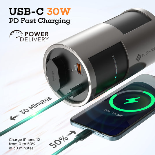 NOVOO Batterie Externe 22500mAh 83Wh avec Prise de Courant AC 230V 85W, Type-C PD 30W, USB A 18W Charge Rapide Chargeur Portable