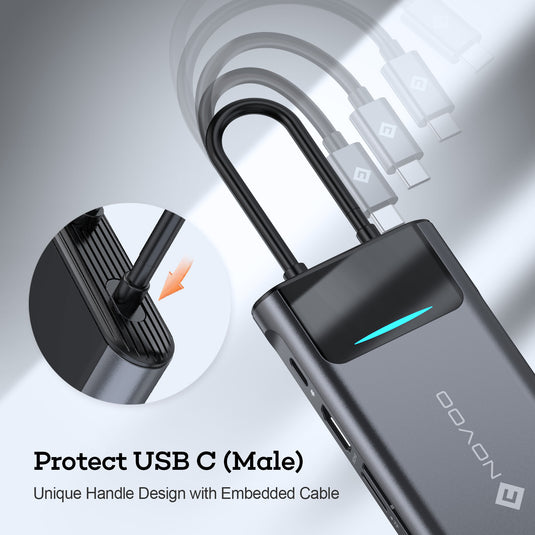 NOVOO 9 in 1 Hub USB C Mulitport Adaptateur USB C vers Dual Affichage(HDMI 4K&VGA),3xUSB 3.0,1Gbps Ethernet,Type-C 100W PD