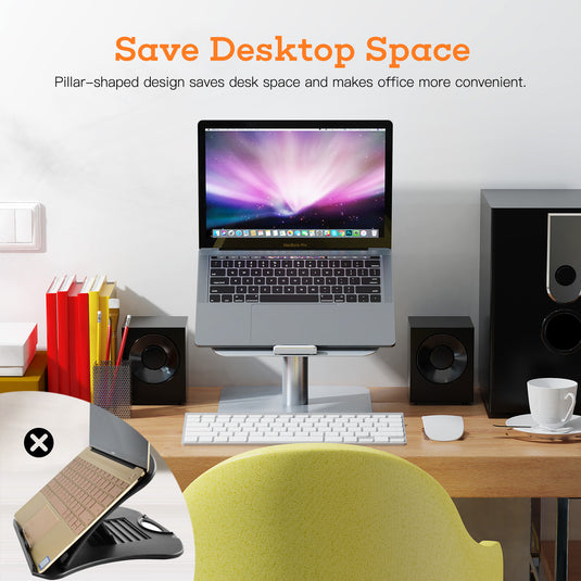 Novoo Support pour ordinateur portable rotatif à 360 °, inclinable et réglable en hauteur en aluminium ergonomique