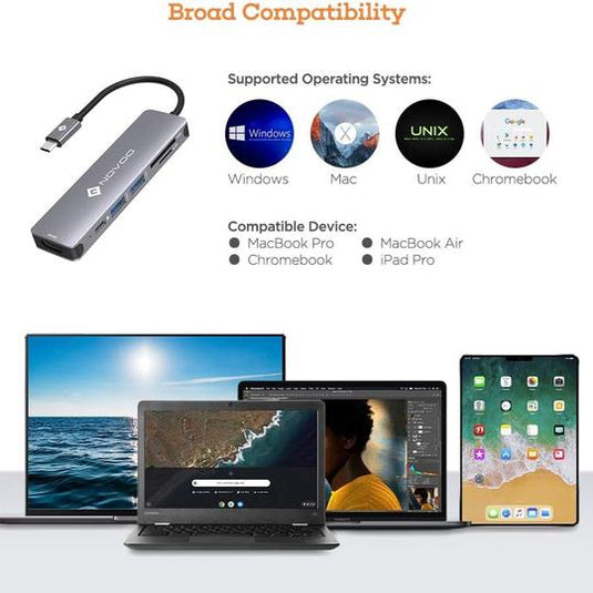 ADAPTATEUR USB-C 6 EN 1 EN ALUMINIUM AVEC ADAPTATEUR HDMI 4K - NOVOO