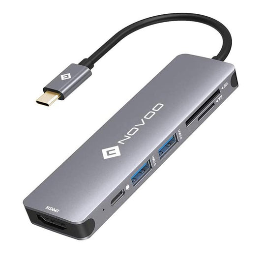 ADAPTATEUR USB-C 6 EN 1 EN ALUMINIUM AVEC ADAPTATEUR HDMI 4K - NOVOO