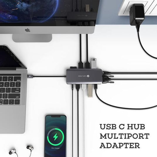 STATION D'ACCUEIL 12 EN 1 TRIPLE AFFICHAGE STATION D'ACCUEIL USB-C - NOVOO