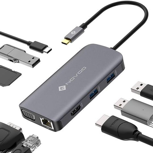 STATION D'ACCUEIL USB C 9 EN 1 DOUBLE MONITEUR HDMI - NOVOO